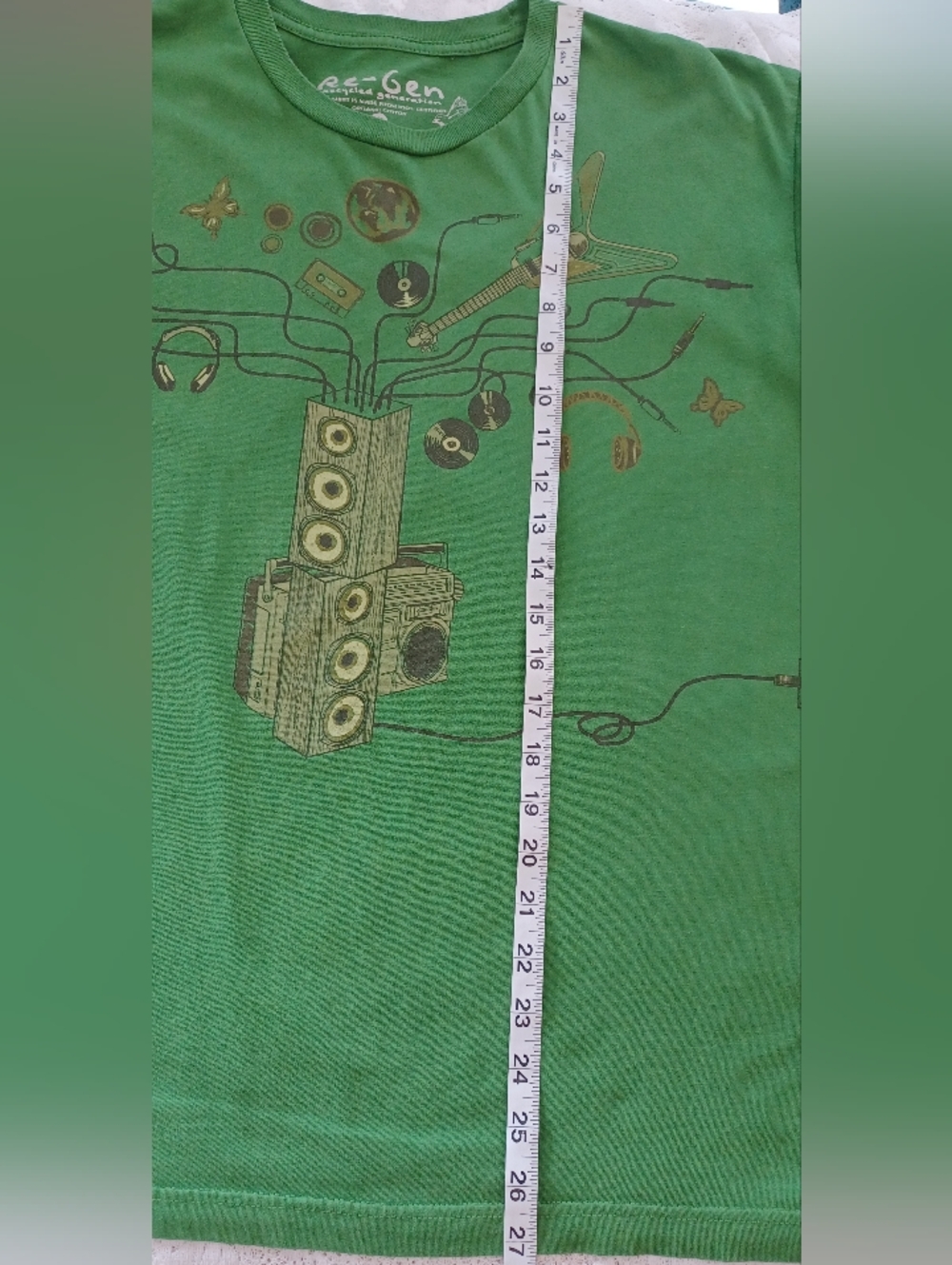 Re-Gen RECYCLED GENERATION RETRO MUSIC MOTIF GRAPHIC PRINT TEE XL* (RUNS SHORT) - Picture 9 of 10